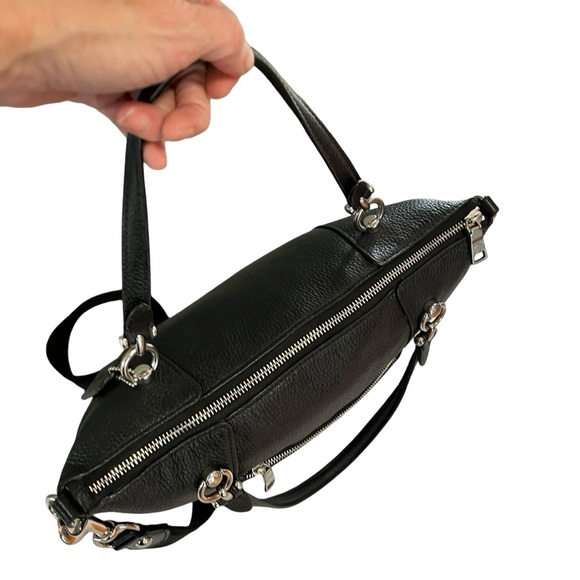 Coach Kacey Satchel Bag in Black Refined Pebble Leather - Picture 6 of 10